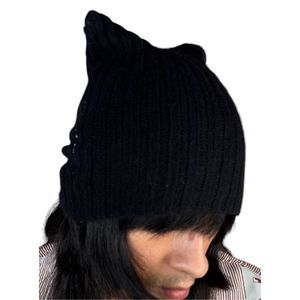 Sewn Beanie Catwoman Black Handmade Hat Anime Cosplay Warm Helmet